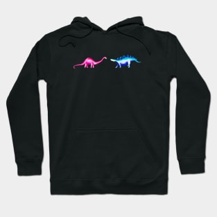 Friendly Dinosaurs - Blue Stegosaurus and Pink Diplodocus Hoodie